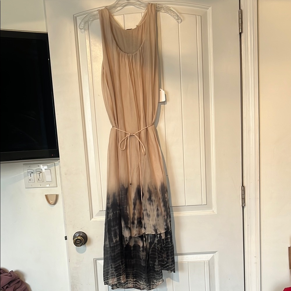 Elie Tahari Sample Tie Dye Ombre Sleeveless Dress Beachy Silk Gauze Size S